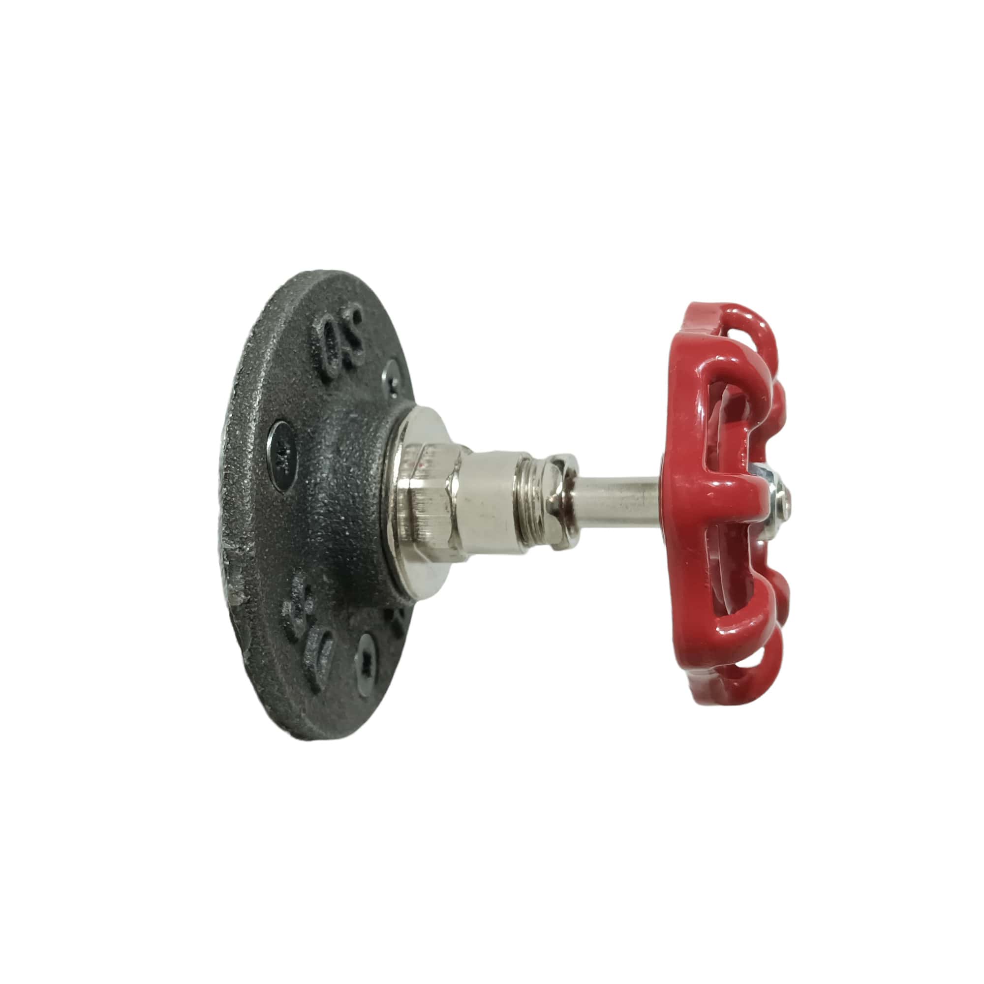 patère style industriel vanne rouge vue de profil