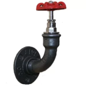 Patère courbe vanne rouge style industriel