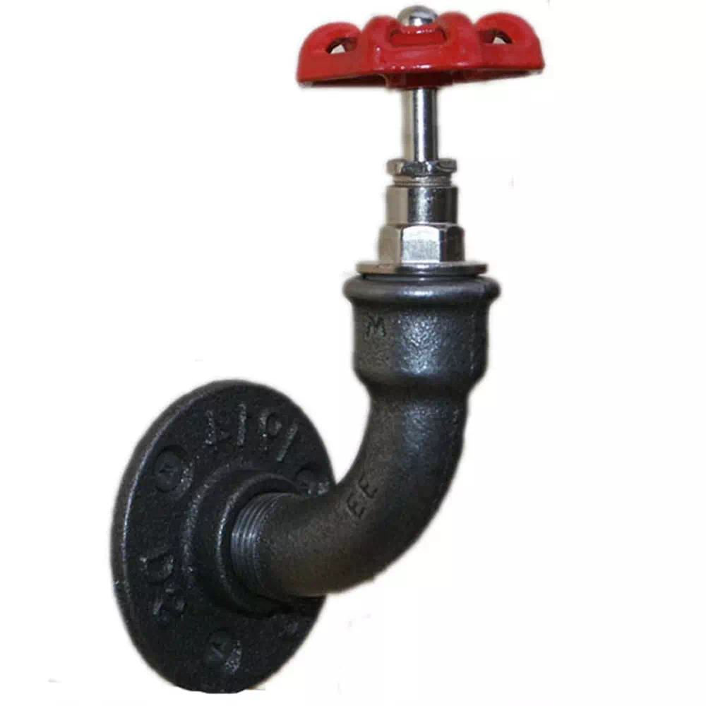 Patère courbe vanne rouge style industriel