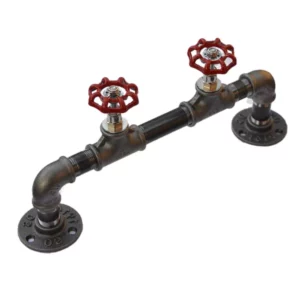porte-manteau industriel plomberie vintage 2 vannes