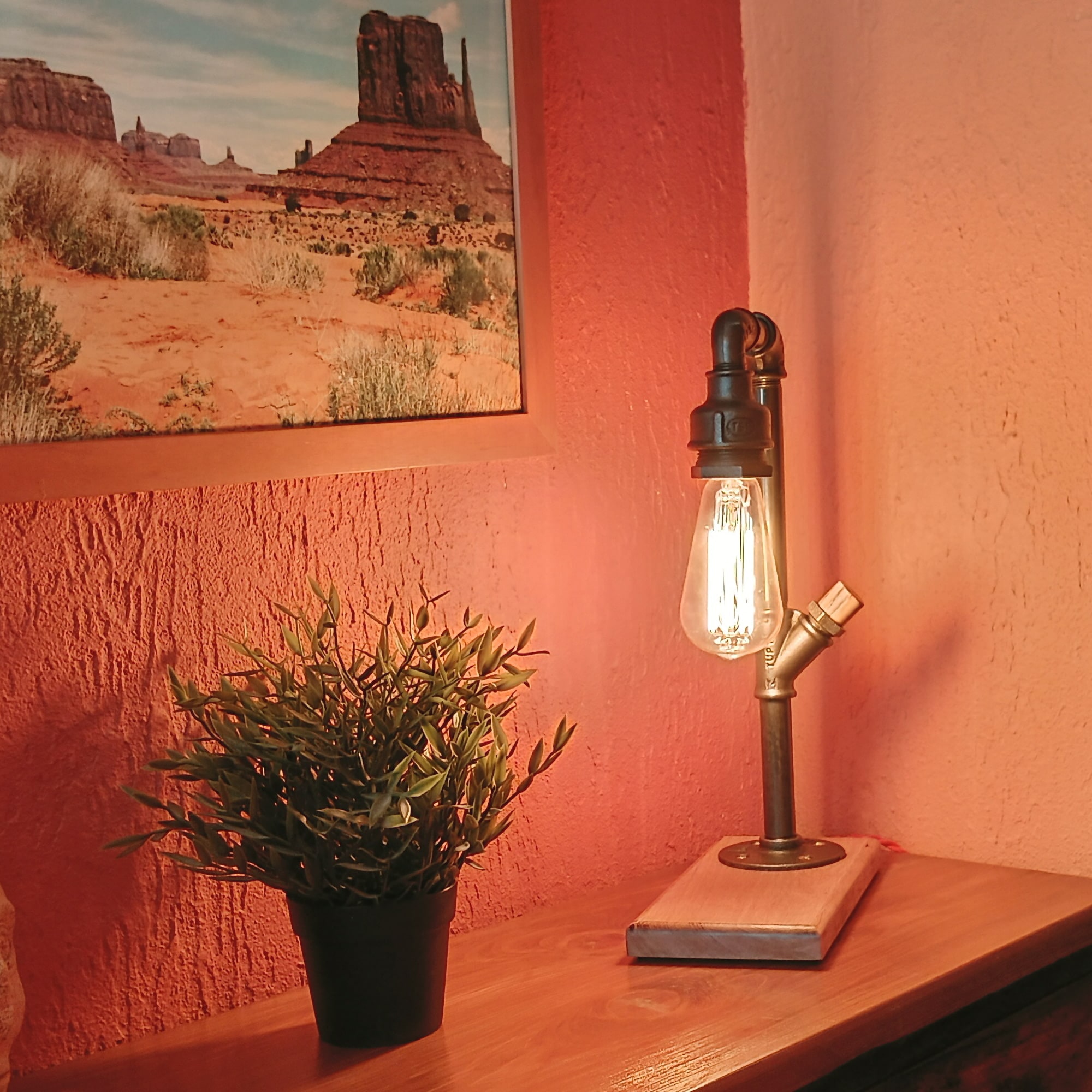 lampe industrielle interrupteur bois