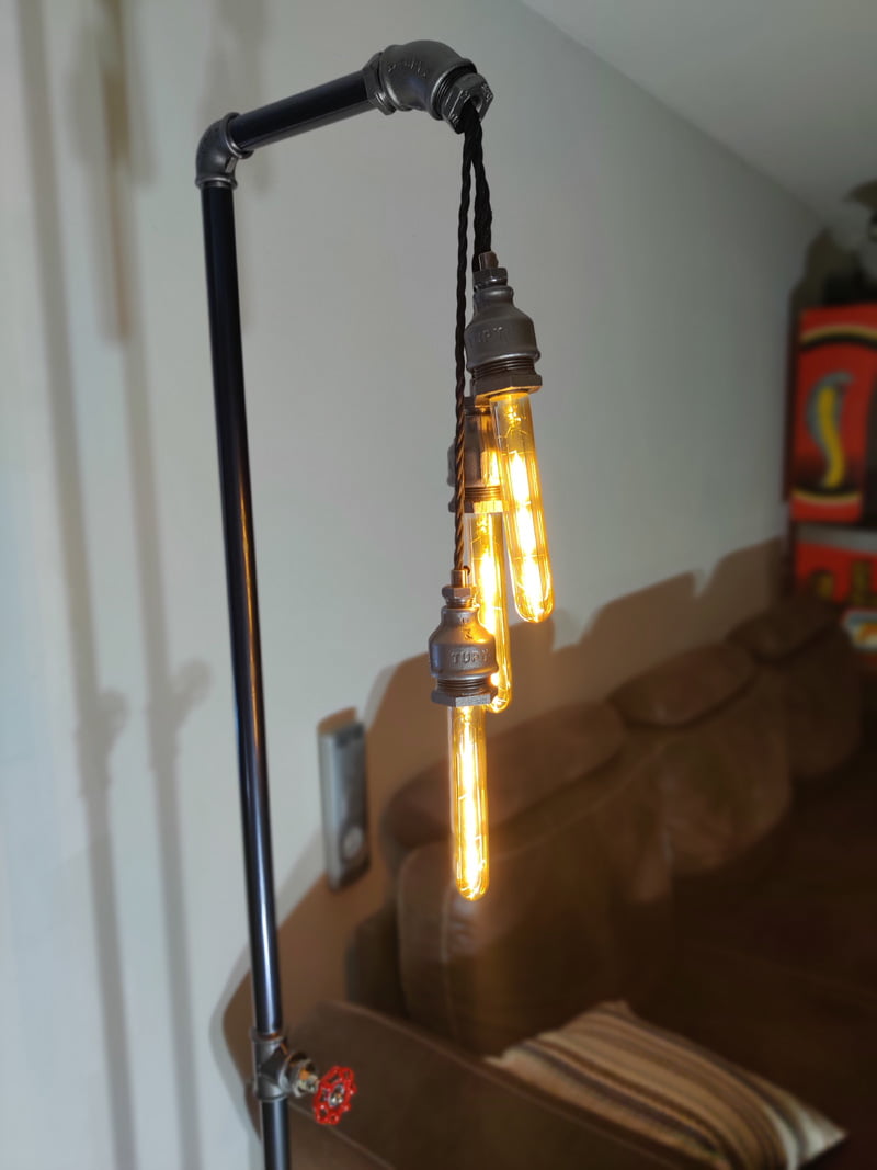 Lampadaire Industriel Artisanal 170cm en Métal Anthracite avec Douilles E27 - Design Unique – Image 2