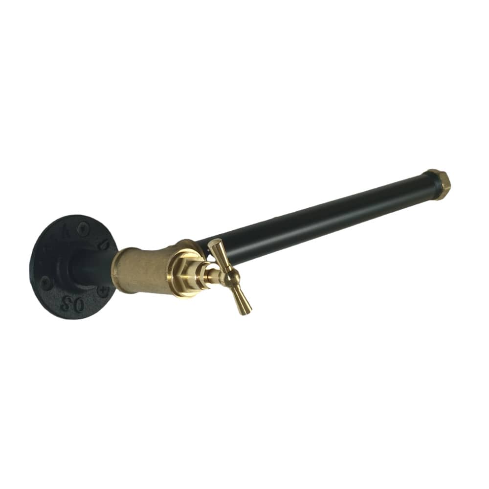 Dérouleur essuie tout en métal noir avec robinet laiton style steampunk
