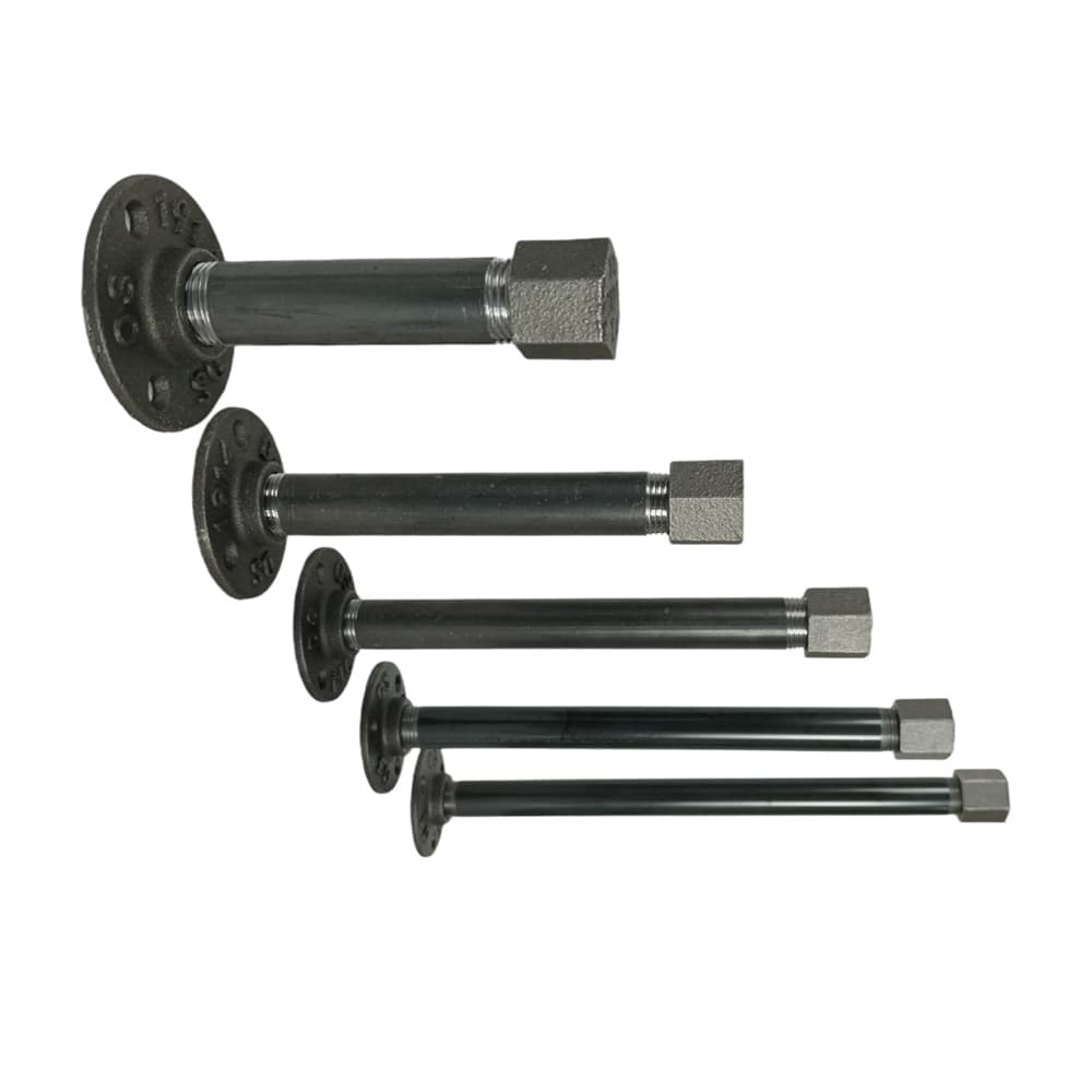vue ensemble support droit métal pour étagère style industriel