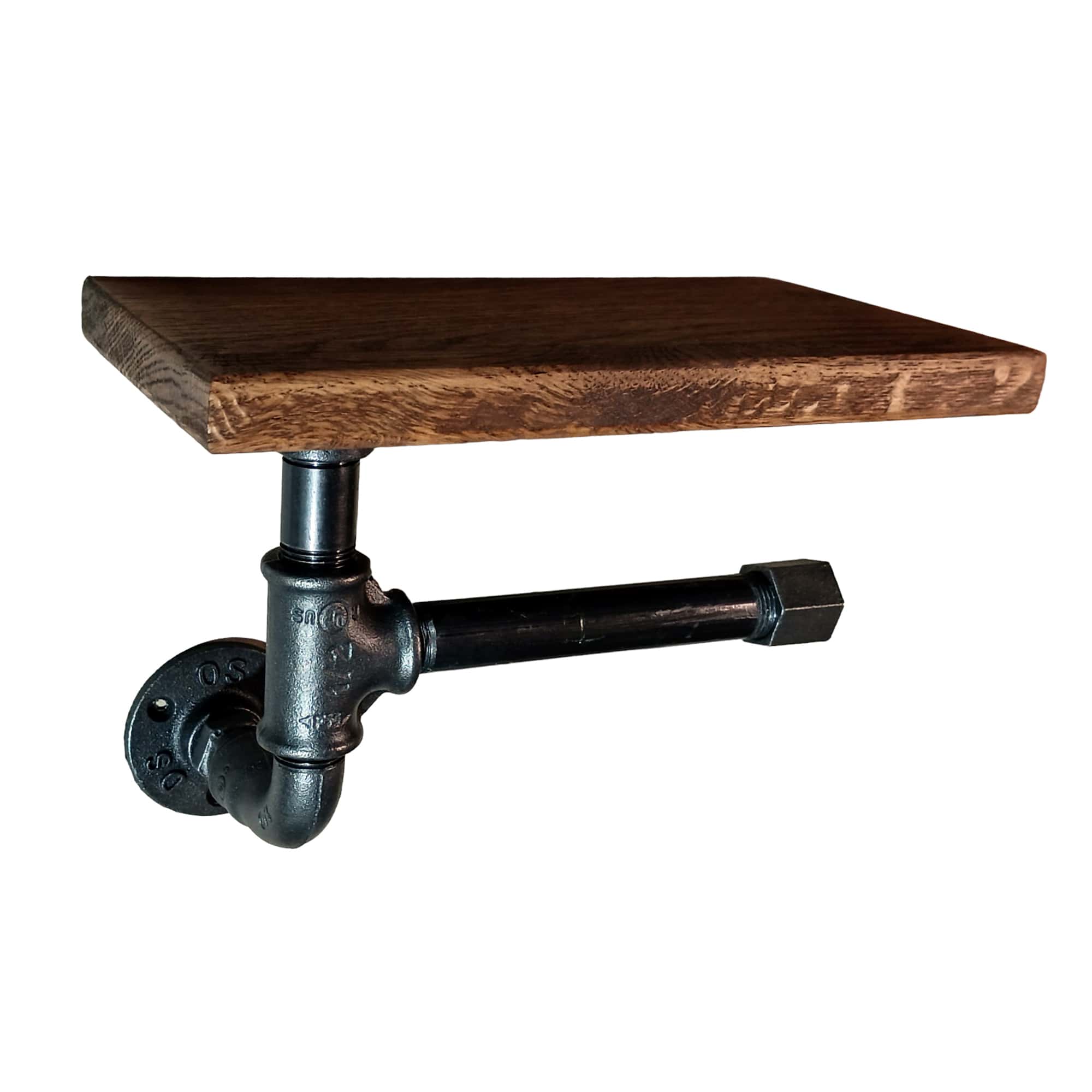 Porte-papier toilette design industriel en fonte et bois