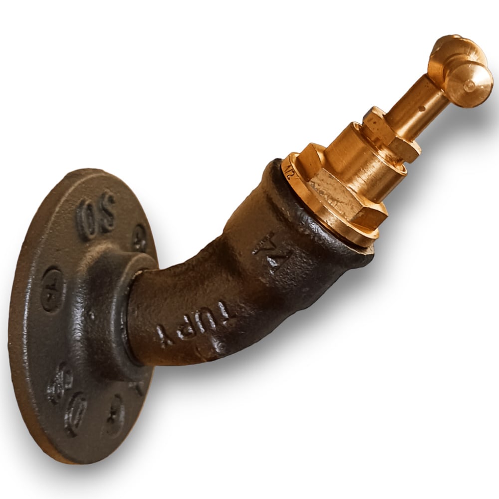 Porte-manteau indus en laiton : avec tête de robinet – Image 2