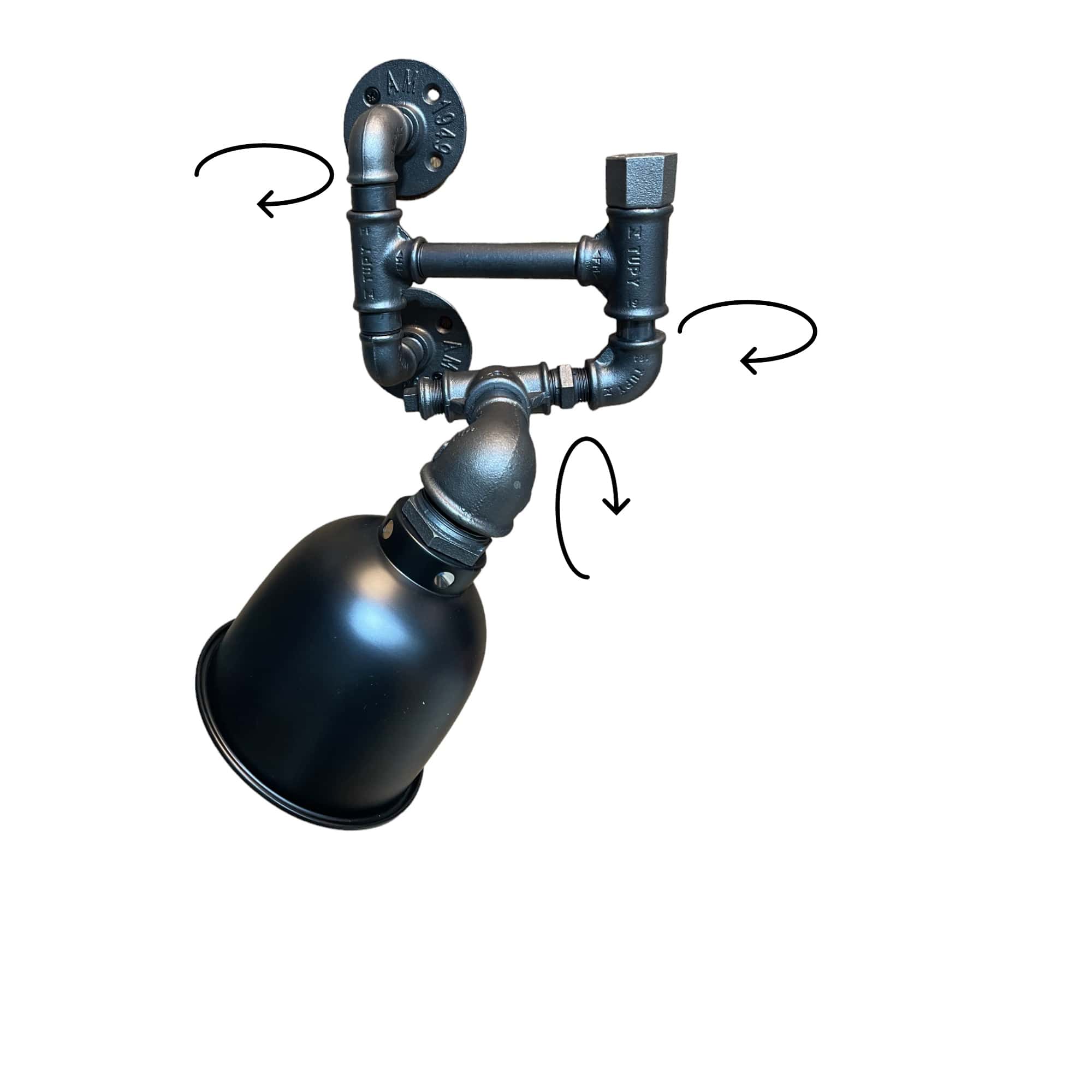 Lampe Murale Articulée en Raccords de Plomberie - Éclairage Industriel Innovant – Image 2